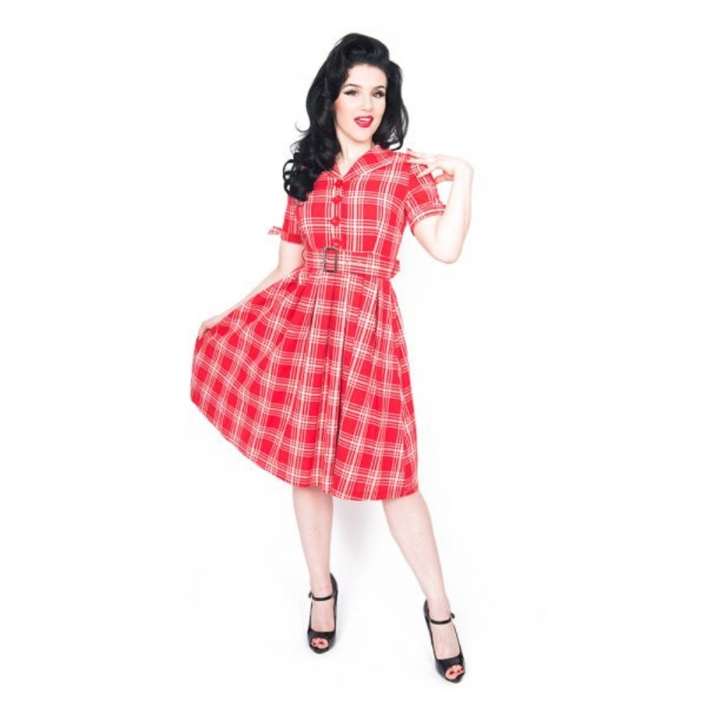 Cute Plaid Red checker Shirt Dress - Rockabilly